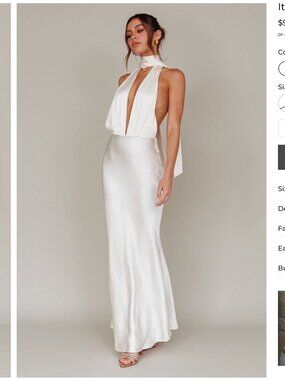 Selfie Leslie Italia Azure Halterneck Maxi Dress in Oyster XS